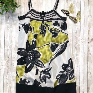 BCBGMaxAzria green | black silk tunic tank top -XS